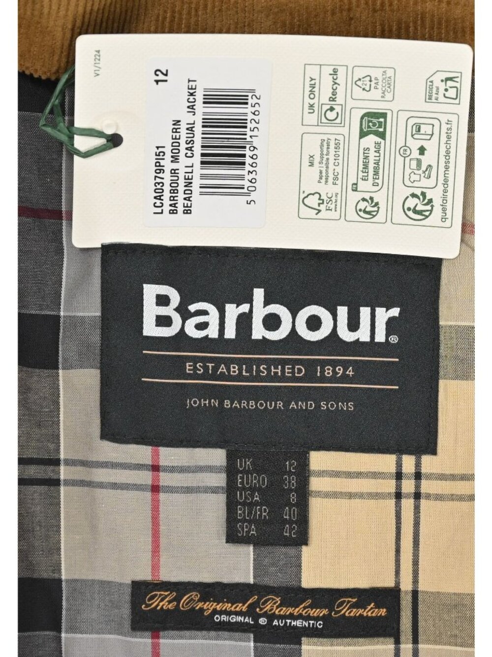 Barbour Modern Beadnell Casual Jacket in Gardenia/Dress - Picture 2 of 3